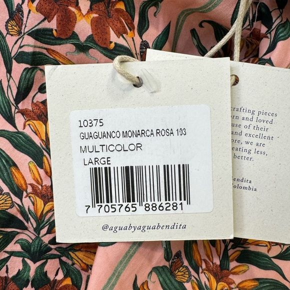 NEW Agua by Agua Bendita Guaguanco Monarca Rosa Cotton Midi Dress Large - Picture 13 of 16